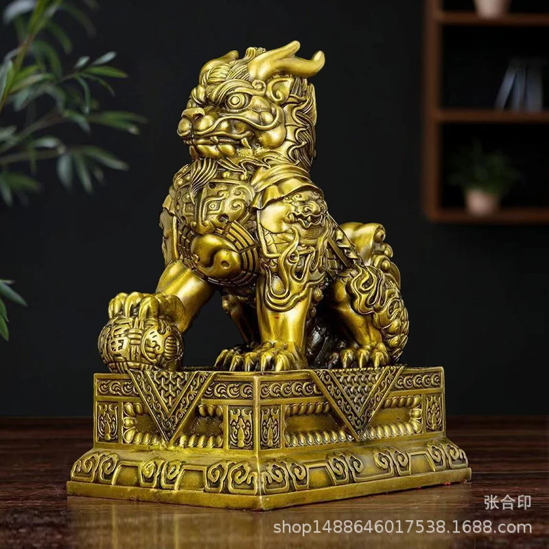 Copper Wealth General Home And Shop Decorative Ornaments, Bagua Fortune Gathering Kirin Pair
