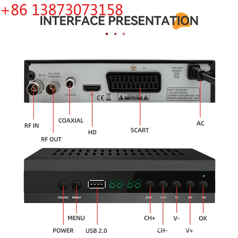 2026 JN-821T2 Satellite TV Receiver Spanish TDT HD Decoder TDT HD DVB-T2 H.265 HEVC FTA PVR Digital Decoder SCART TV Adapter STB