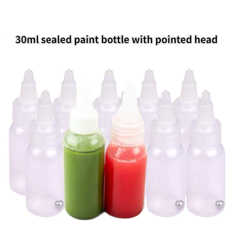 30ML Sealed Pointed Head Graduated Paint Bottle Solvent Small Drop Bottle DIY Manual Model Paint Storage and Blending Tools