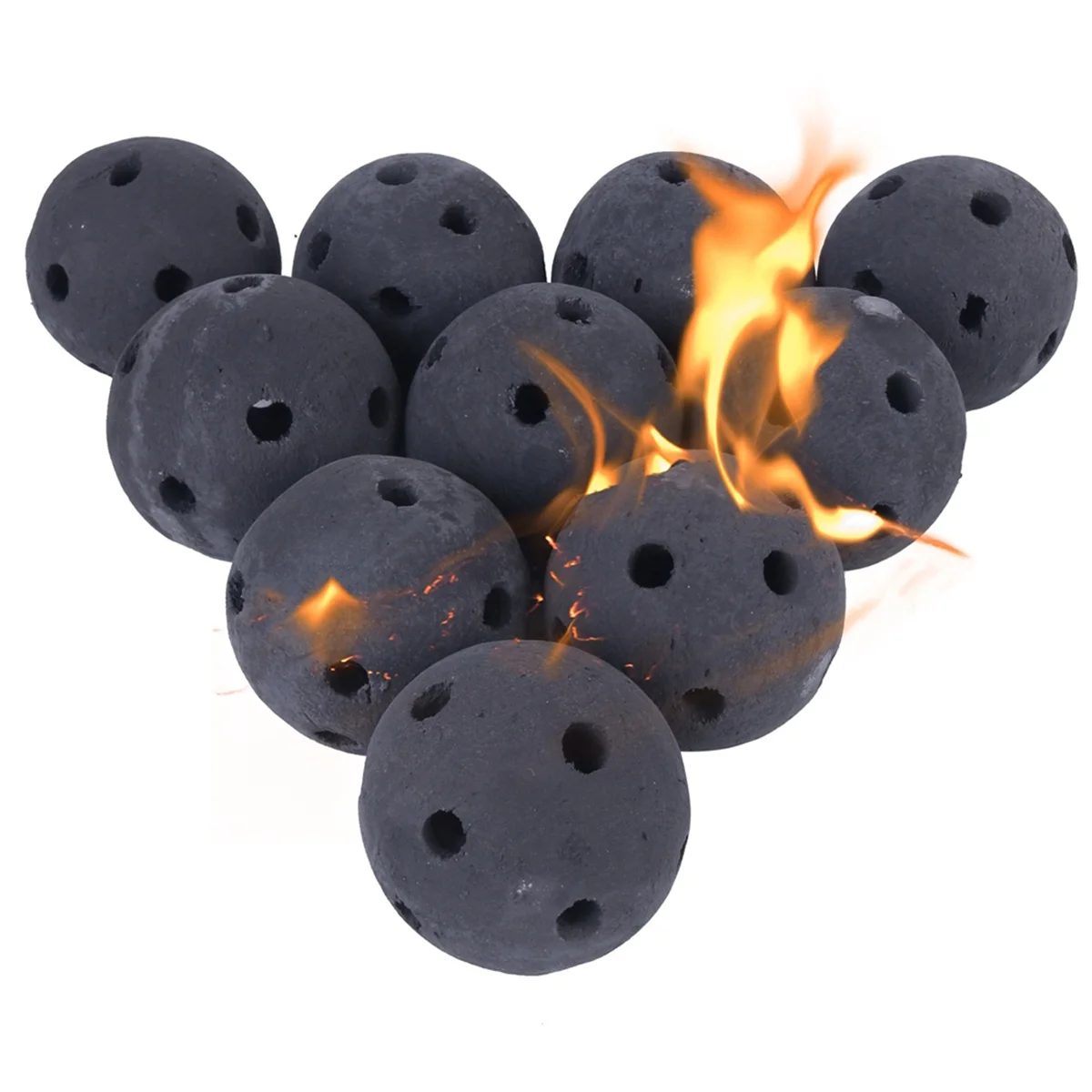 

Hollow Ceramic Fire Balls, Set of 15 Round Fire Stones Set for Indoor and Outdoor Fire Pits or Fireplaces Accessory