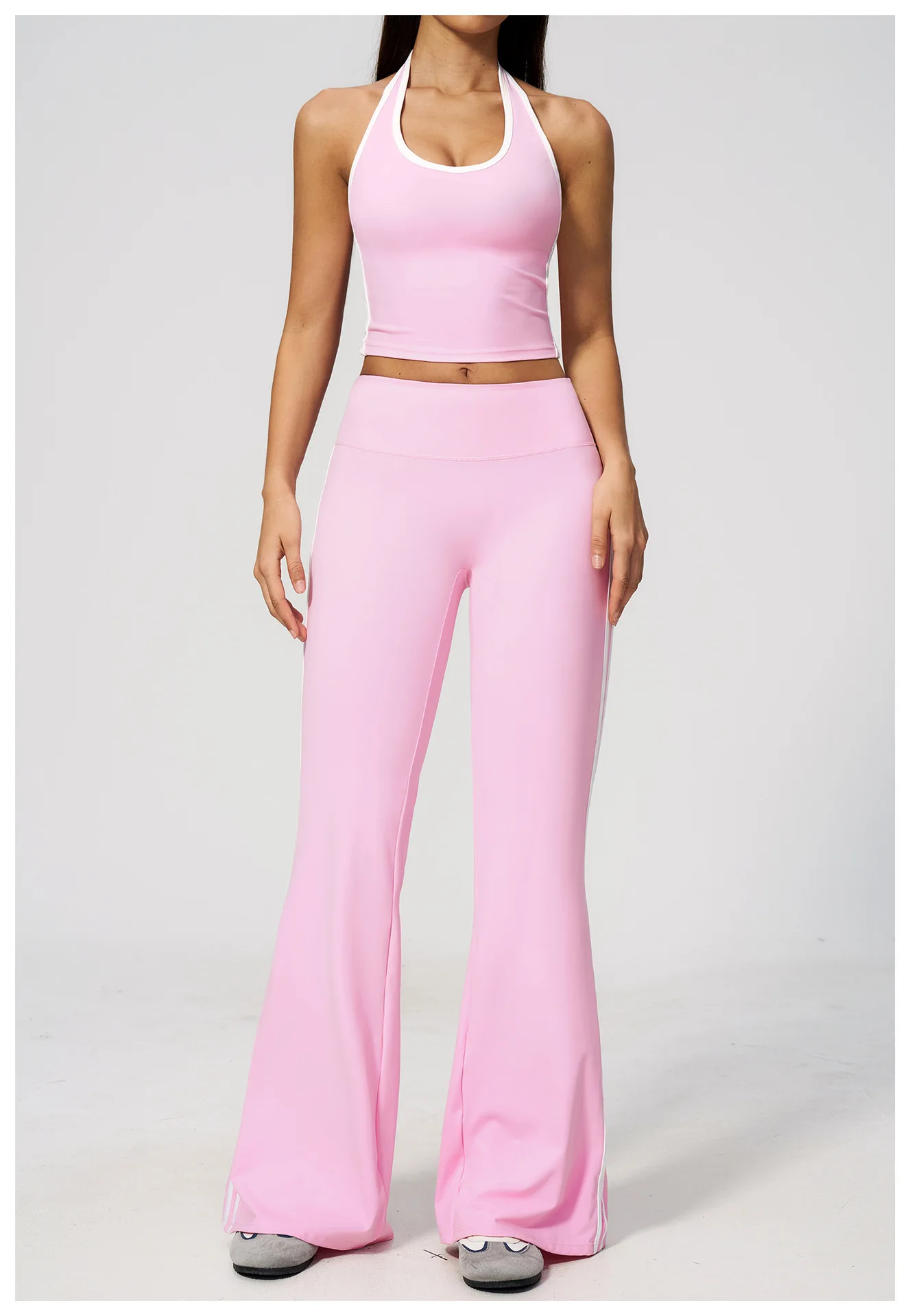 Slimming Yoga Set Solid ribbed Broad seamless Skin-friendly broad Halter broad broadly broad Tee Short broadly Broad leggings br
