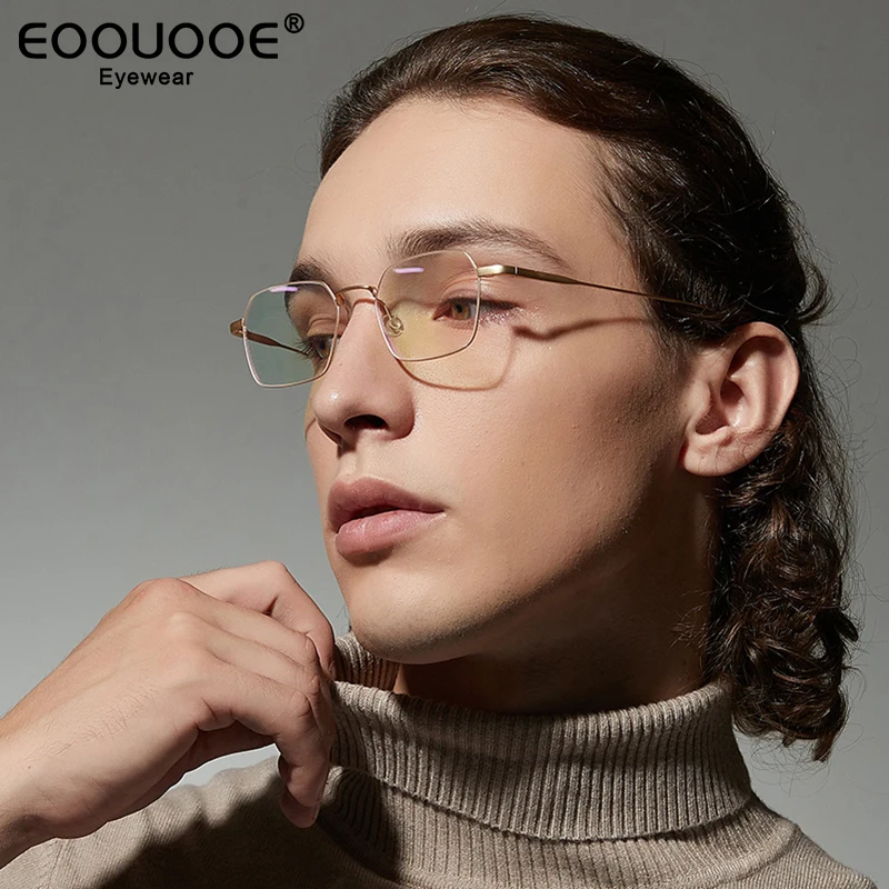 

High-End Optical Glasses Man Women Pure Titanium Eyewear Hyperopia Myopia Eyeglasses Anti-Reflection UV Prescription Polygon