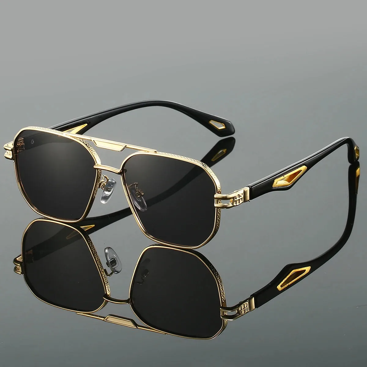 

Vintage Square Sunglasses Men New Classic Double Bridge Gradient Shades Trendy Retro Brand Designer Outdoor Sun Glasses