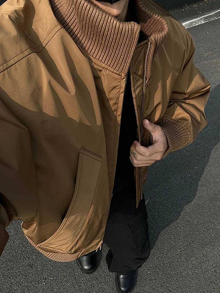 

Ma Flight Jaet Cotton Men Winter Brown American Sle Stand Collar Thiened ort Baseball Coat Youth Faion Trend