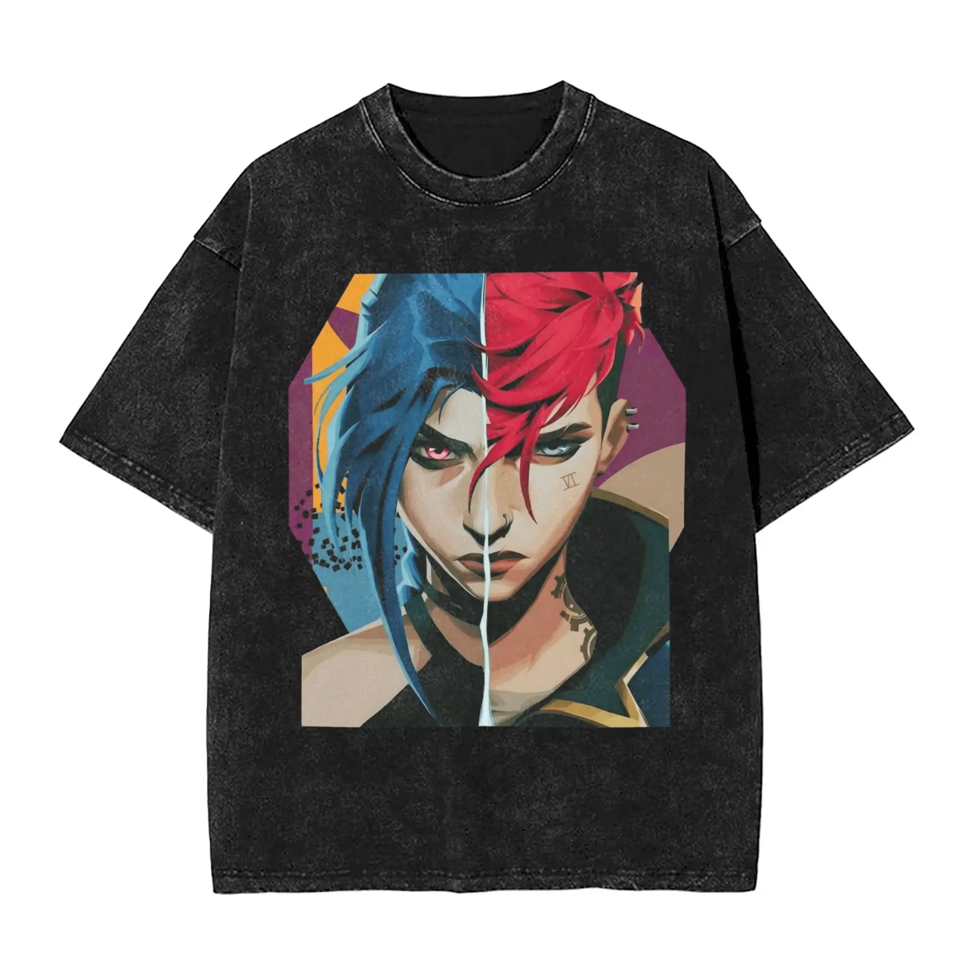 

Мужские футболки Vi And Jinx Arcane League of Legends, летние футболки с короткими рукавами, модная повседневная футболка с круглым вырезом, дешевая