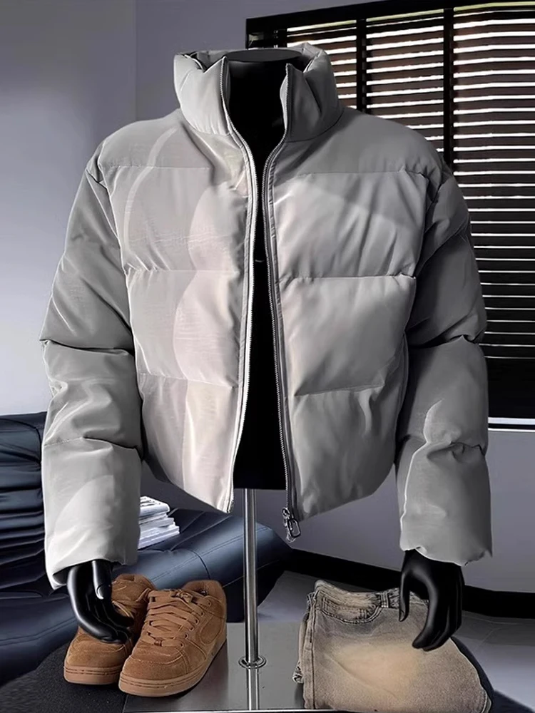 

Retro American Sle Men's down Cotton Jaet Thi Warm Winter Coat Cleanfit Collar Bread Sle High End Feeling Cotton Clothes