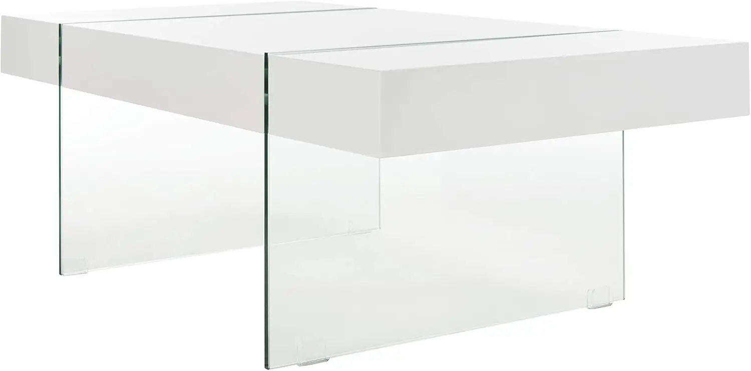 Mesa de centro con pata de cristal y blanco, mesa de centro de casa, modelo James