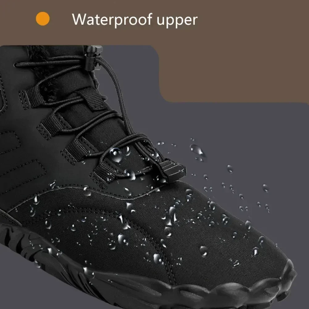 Winter Warm Jogging Sneakers Women Men Rubber Running Barefoot Shoes Waterproof Non-Slip Breathable for Trekking Climbing