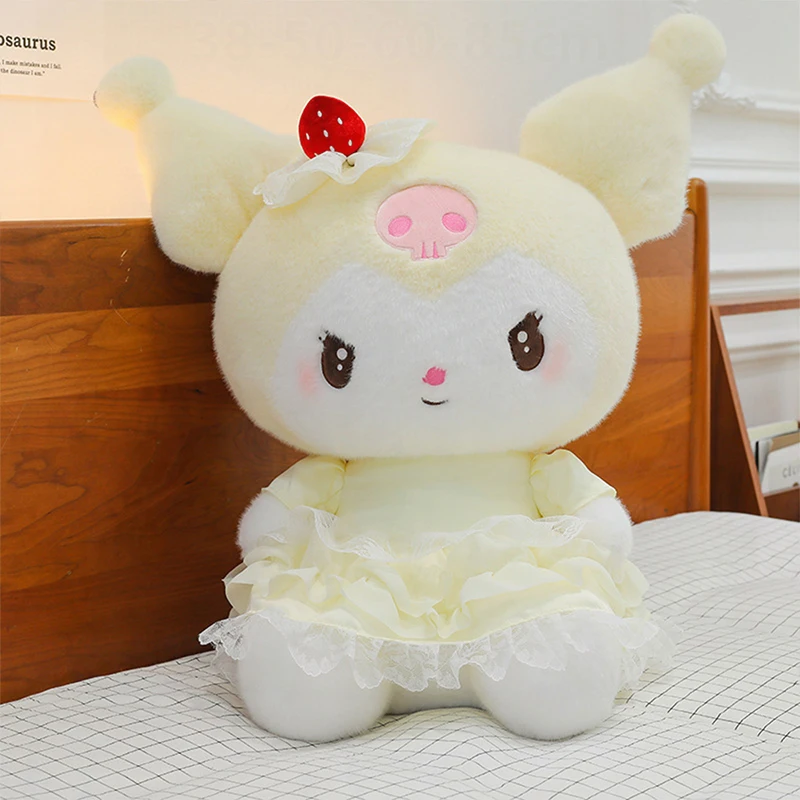Kawaii Plüschtier Melodie und Kuromi Puppe mit Hochzeitskleid Stofftier Kissen für Kinder Geburtstag Weihnachtsgeschenk Süßes kuscheliges Baby