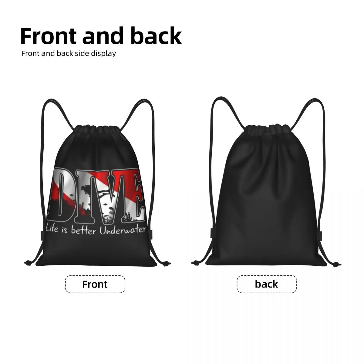 Custom Scuba Diving Club Drawstring Backpack Bags Women Men Lightweight Gym Sports Sackpack Sacks for Shopping