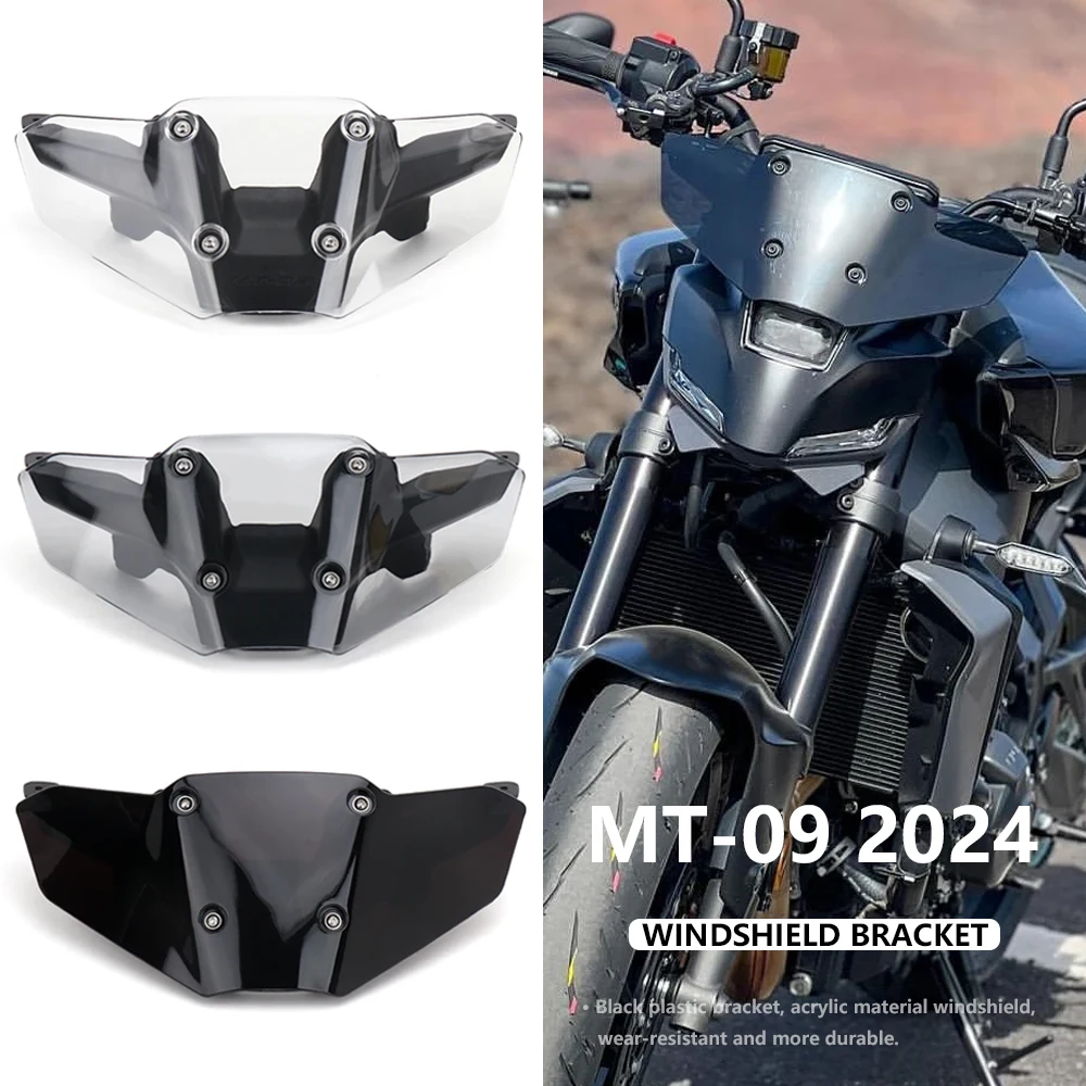 

NEW For Yamaha MT-09 MT 09 MT09 mt09 2024 Windshield Bracket Motorcycle Accessories Transparent/Smoky/Black Windscreen Kit