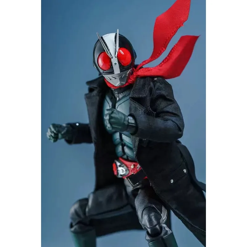 Attraktiver 1/12 Maßstab Modischer Roter Schal Langer Schwarzer Windbreaker mit Draht für 6'' SHF Actionfigur-Körper auf Lager – Detail 2