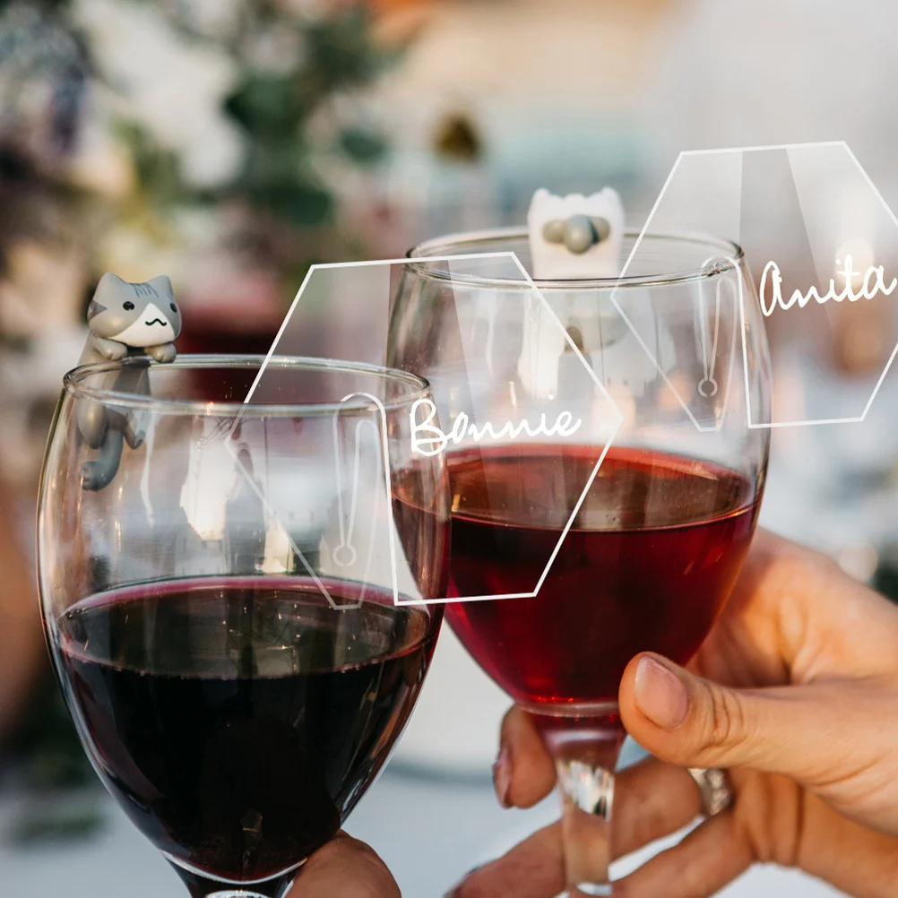 10 قطعة علامات مشروبات أكريليك شفافة فارغة مستديرة ملصقات مشروبات للحفلات لتقوم بها بنفسك كأس للنبيذ سحر الزفاف عيد ميلاد استحمام الطفل