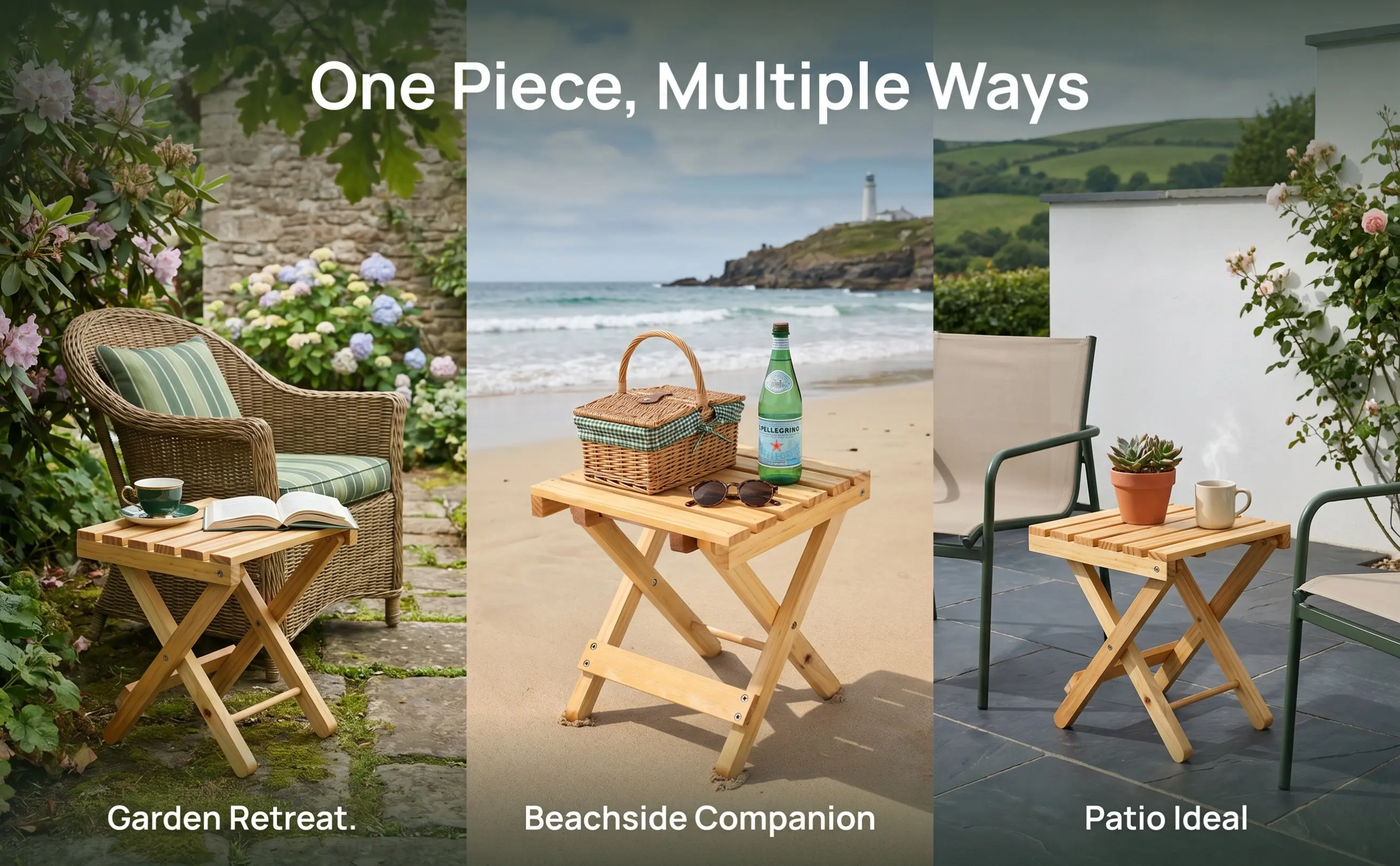 Wooden Folding Side Table Portable Compact Outdoor Small Table for Picnic Wine Serving Garden Plant Stand Flower Pot Shelf