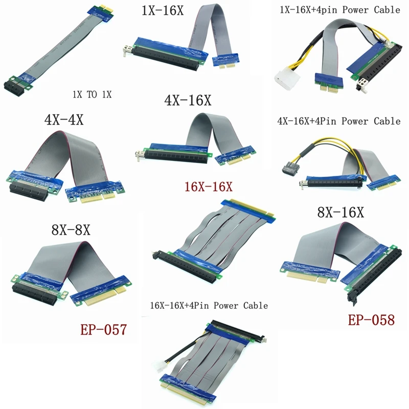 PCI-E 1X 4X 8 16X To 1X Ribbon Extension Cable PCI Express PCIE Riser Card Converter Extender For Graphics Card GPU Mining Miner