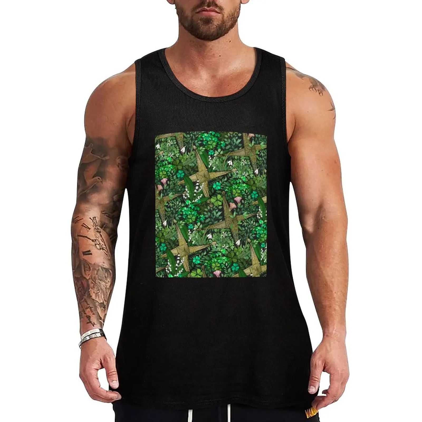 Saint Brigid's Cross in the Celtic Spring Tank Top Flexible Tank Top Stretch Fabric Casual Sleeveless