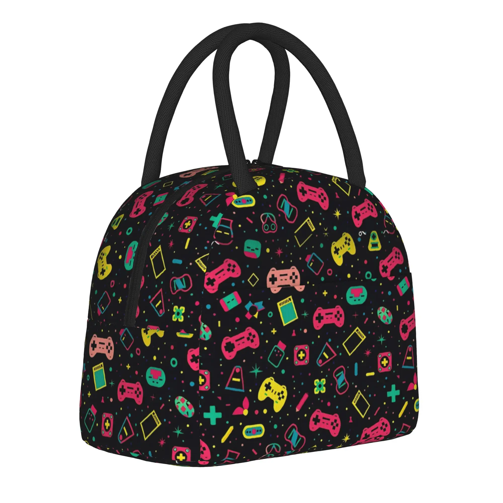 Video Game Gaming Controller Insulated Lunch Bag Cooler Bag Reusable,Lunch Container  Large Lunch Box Tote Bento Pouch