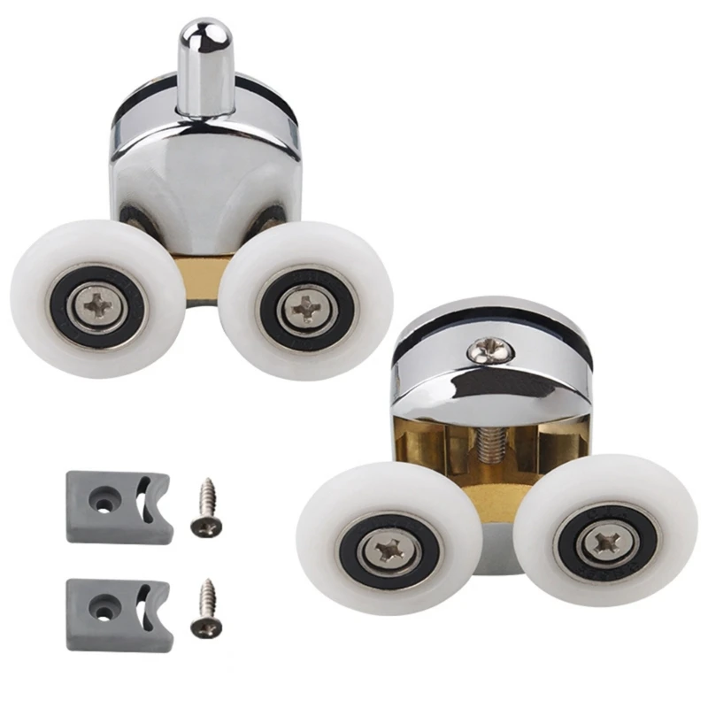 Glass Sliding Door Pulley Wheels Adjustable Upper Bottom Rollers Pulleys Runner for Shower Cabin Room Bathroom