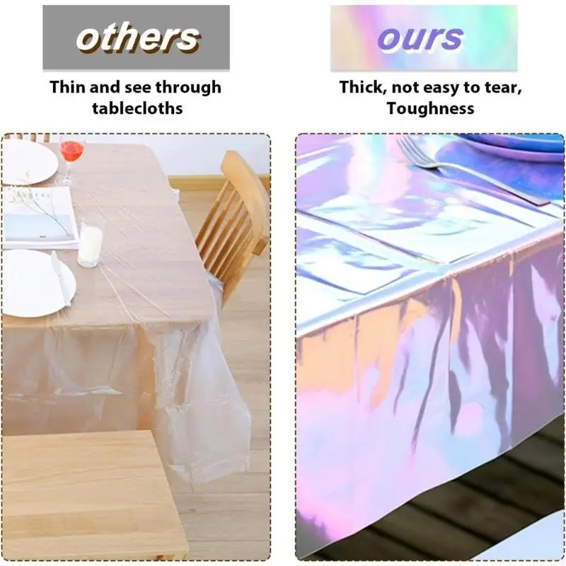Sparklys Holographics Plastic Tablecloth Birthday Wedding Event Decoration Cover Y5GB