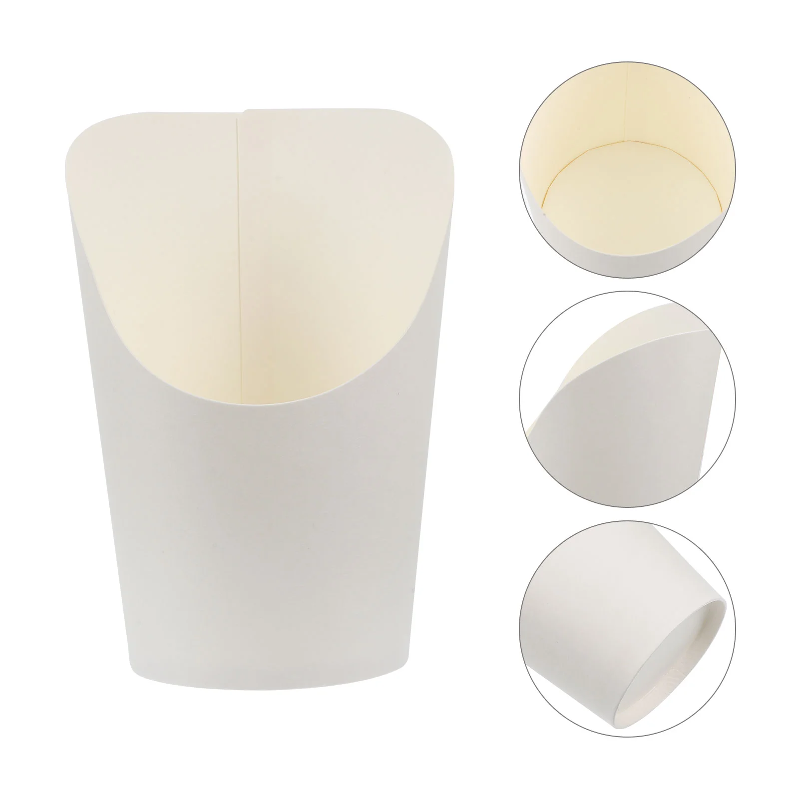 

50 Pcs Slanted Mouth Fries Cup Egg Cream Box (small White Card Pieces) French Holders Paper Fry Popcorn Snack Food