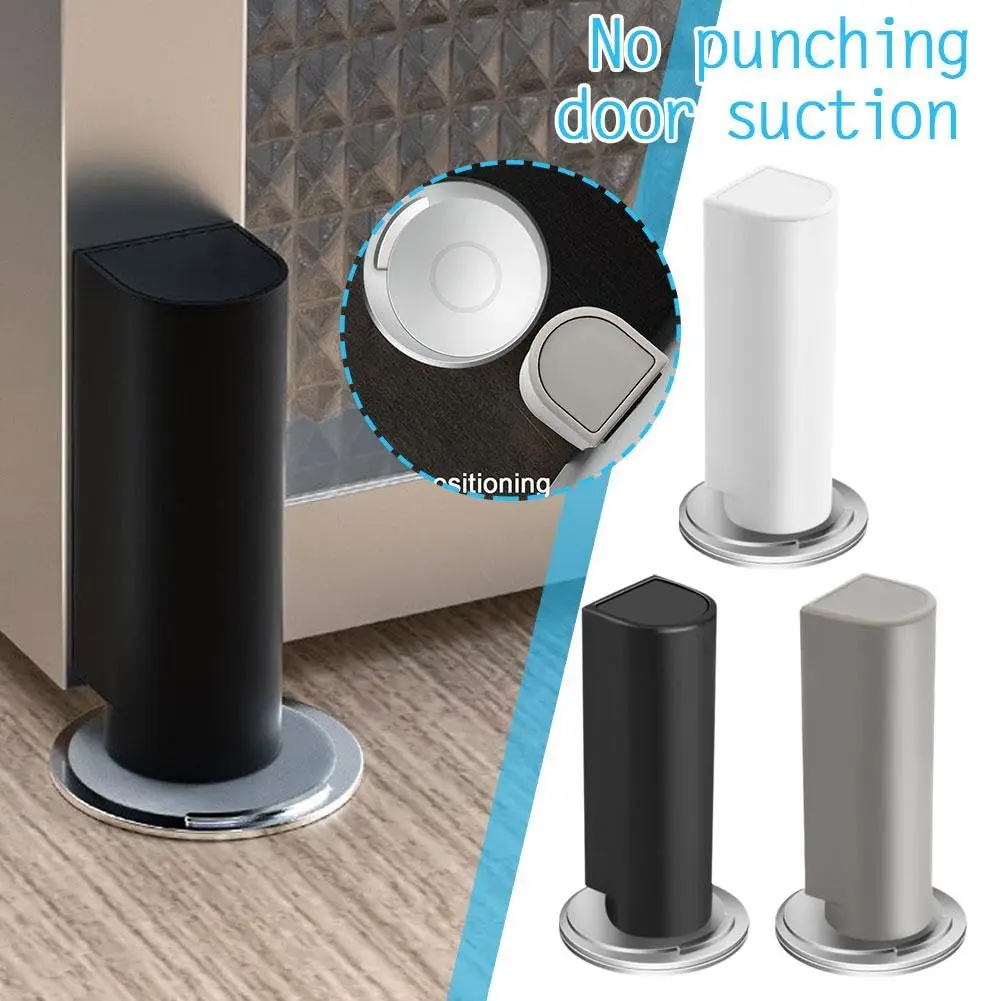 Stainless Steel Magnetic magnetic door stopper Gray Black Nail Free Punch Free Anti-Collision Hardware Floor Mount Door Base