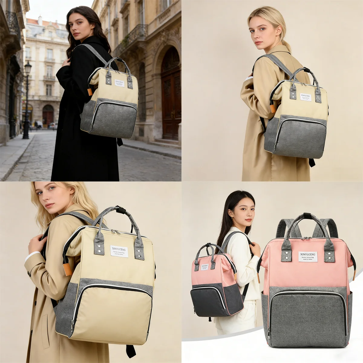Backpack, Multi-Functional Diaper Backpack, Large-Capacity Waterproof Oxford Cloth Diaper Bag, Essential for Mothers' Outings.