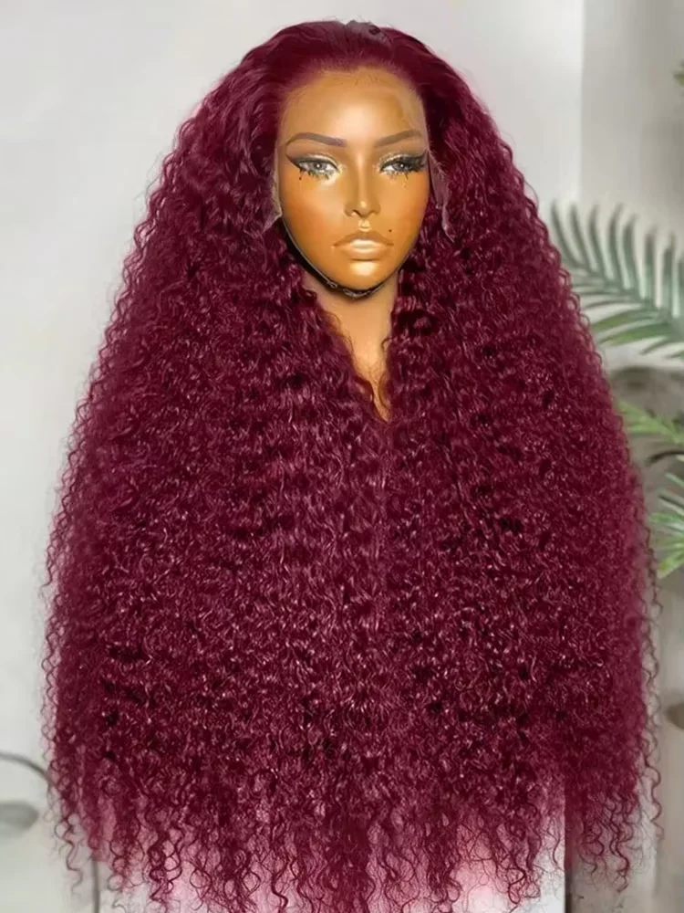 

99j Burgundy Curly Deep Wave Human Hair Wig 30 36 Inch Burgundy Wig Human Hair 13x6 Deep Wave Lace Front Wigs Human Hair