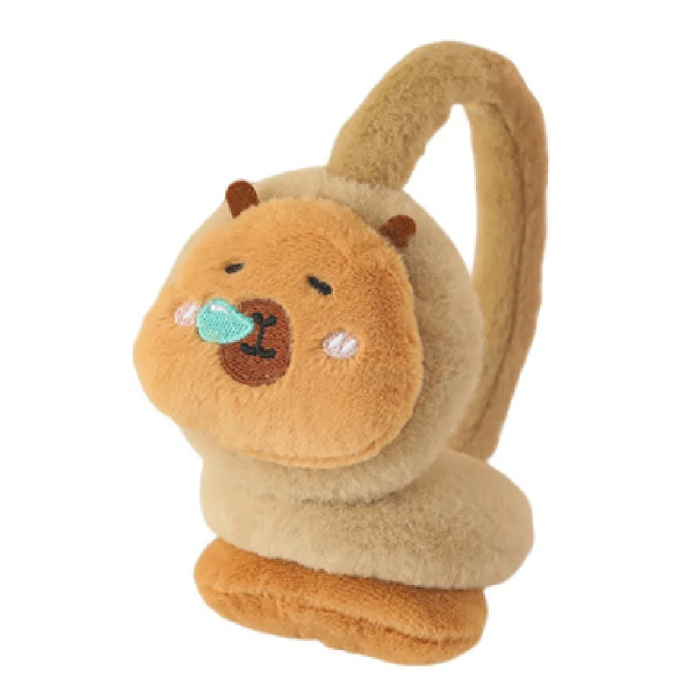 

Плюшевые наушники с рисунком капибары, ветрозащитные мягкие теплые наушники с животными, сохраняющие тепло, регулируемые зимние грелки для ушей, праздничные подарки