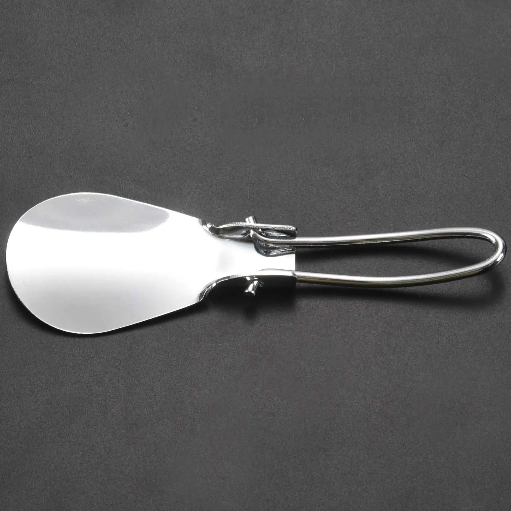 AS96-2Pcs 12X3,8 Cm profesional plegable de acero inoxidable zapato cuerno largo cuchara