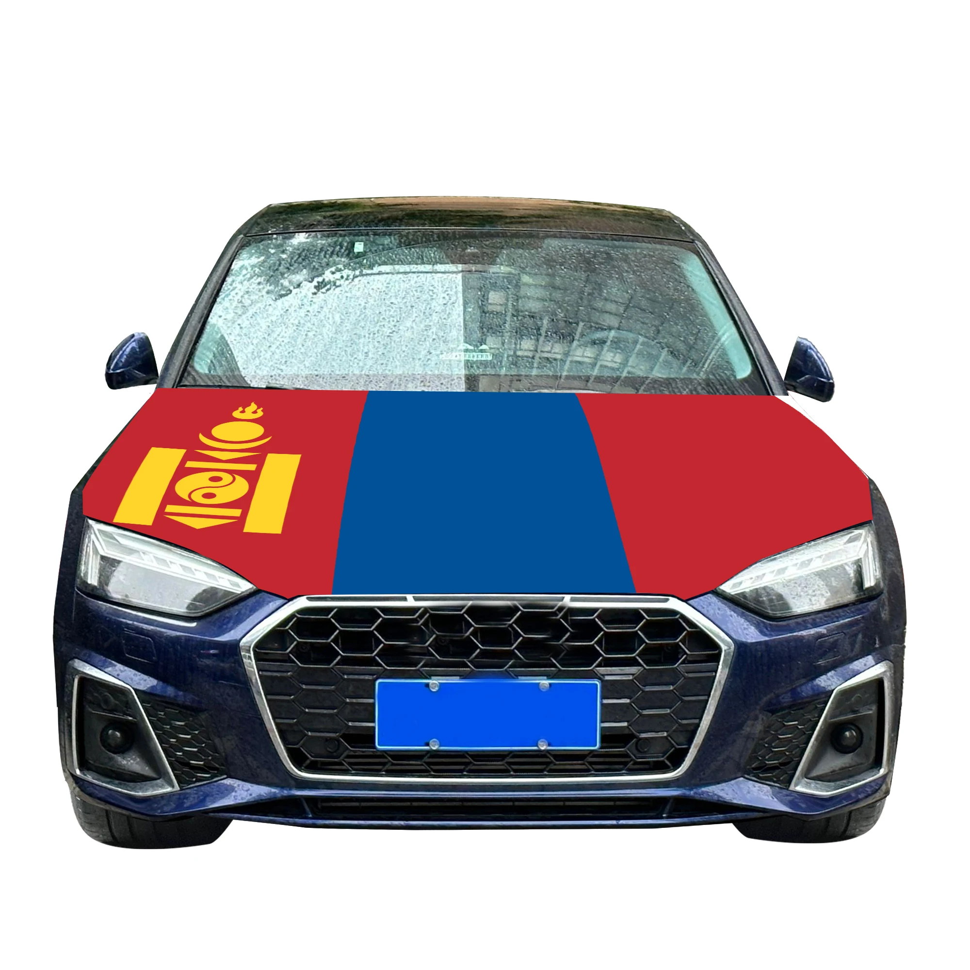 Mongolia Car Hood Cover Flag  Universal Size Elastic Polyester 120x150cm for Car Decor