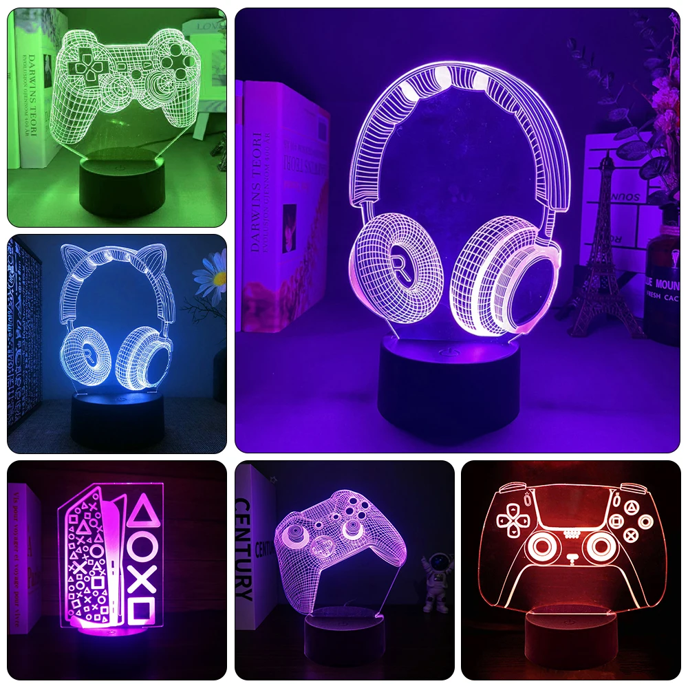 

Неоновый плеер 3D светодиодный ночник RGB Декор игровой комнаты Настольная лампа для спальни Персонализированный подарок - Игровая установка