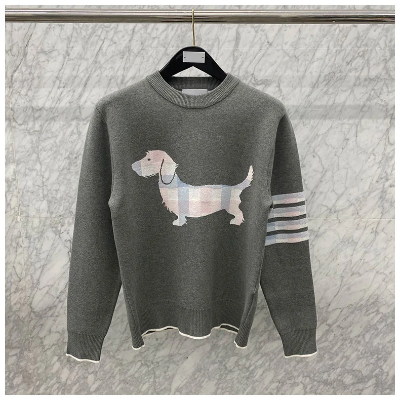 2022 TB Brand Puppy Pattern Sweaters Women Men Loose Knited Pullovers Girls O-Neck Oversize Autumn Winter Fashion Tops Clothes