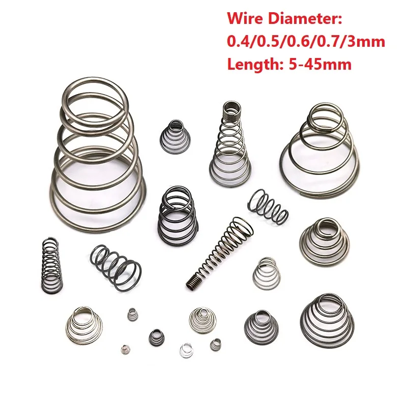 Beicai Spring Steel Tower Springs Wire Diameter 0.4/0.5/0.6/0.7/3mm Conical Cone Compression Pressure Springs New Listing