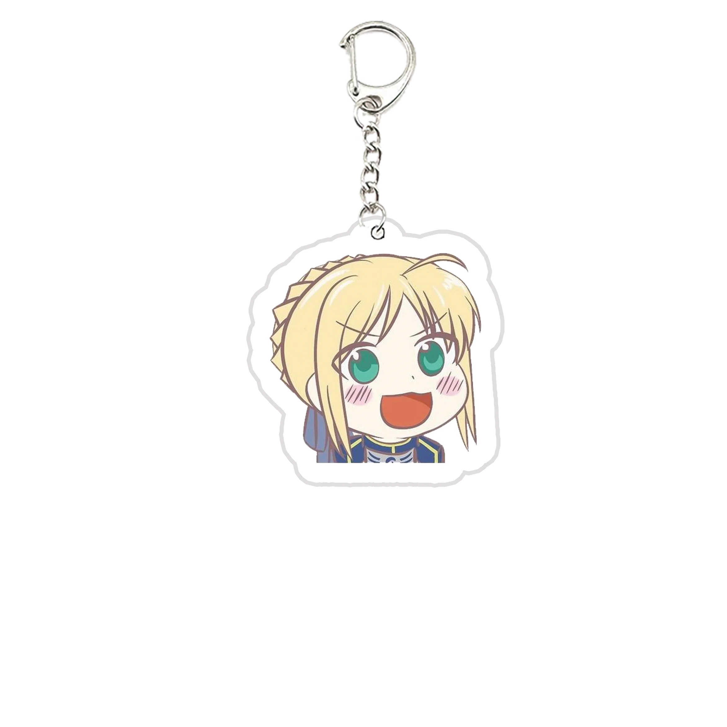 Acrylic Fate Stay Night Keyring Key Chains Cute Artoria Pendragon Saber KeyChain Pendant KeyRing for Accessories Bag Fans Gifts