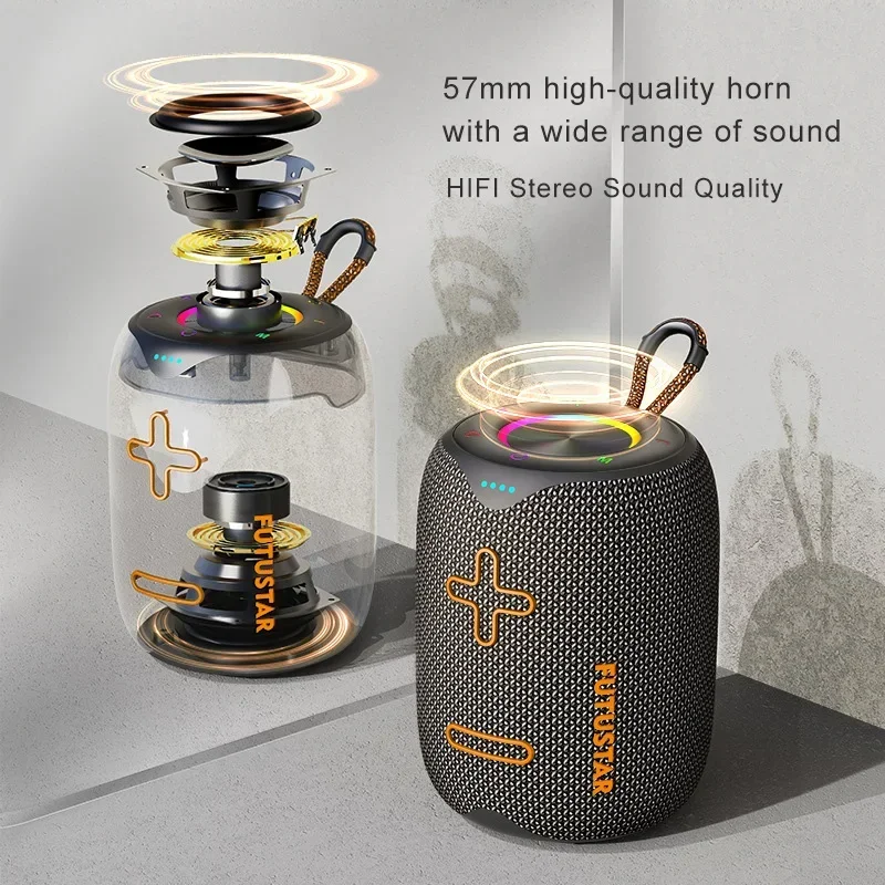 Tragbarer Mini-Stereo-High-Fidelity-wasserdichter Outdoor-Subwoofer mit leistungsstarken 20 W Bluetooth-Multifunktionslautsprechern mit hoher Lautstärke