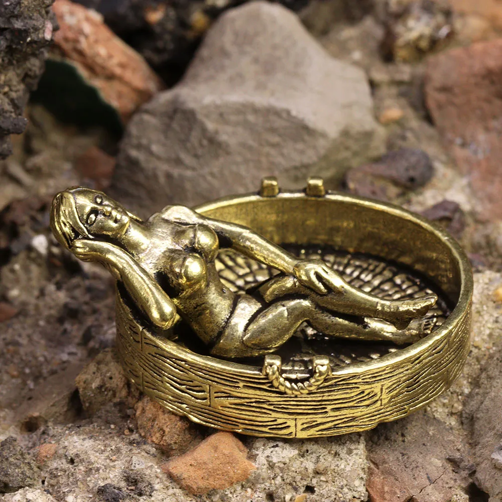 Brass Bathtub Sexy Lady Small Statue Beauty Women Characters Miniature Figurine Desktop Decorations Crafts Home Decors Ornaments