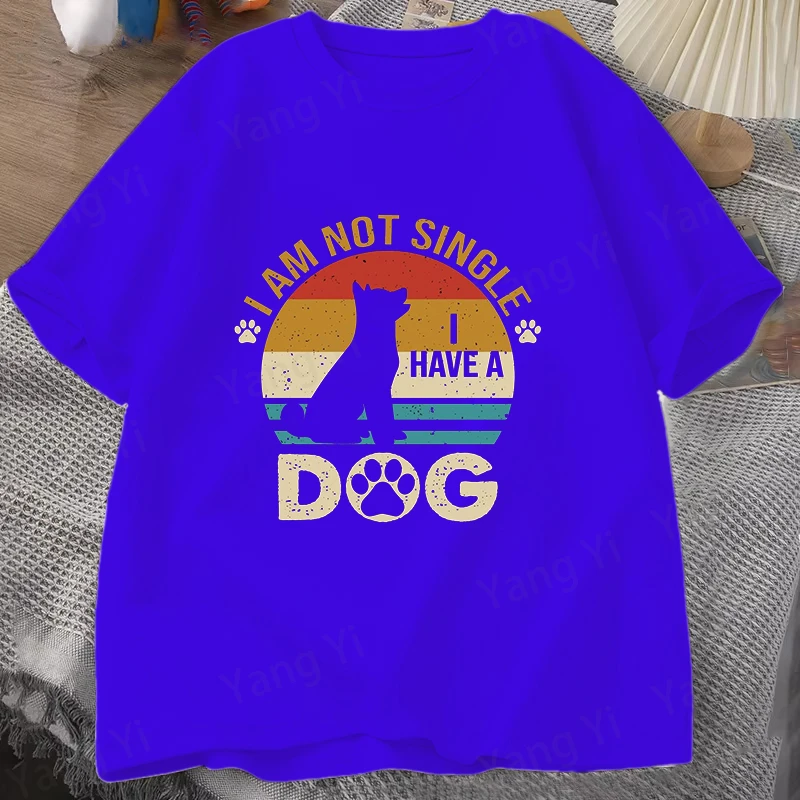 Trendy Urban Streetwear Dog Lover Print Men Women Tee Summer Casual Loose T Shirt I Am Not Single I Have a Dog Harajuku Shirts