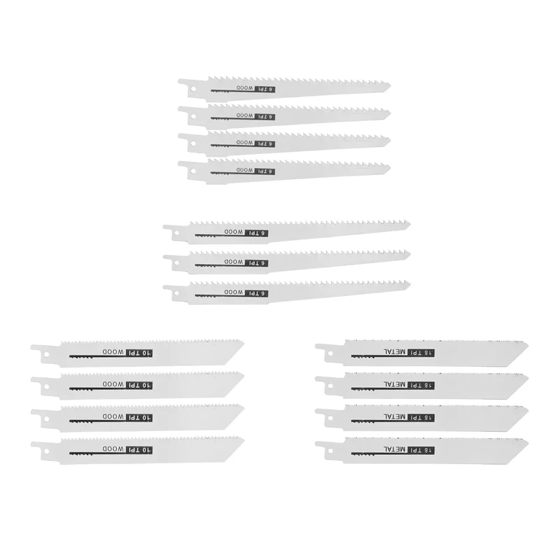 

T98C-15 Pcs Reciprocating Saw Blades Wood Pruning Saber Saw Handsaw Multi Saw Blade For Cutting Wood Metal PVC Tube Power