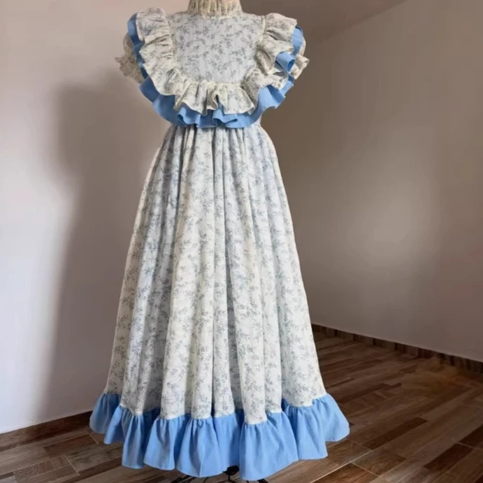 

Юбка для девочек, весна-осень 2026, новая детская одежда, милое кружевное дворцовое платье французской принцессы с цветочным принтом для девочек, простое