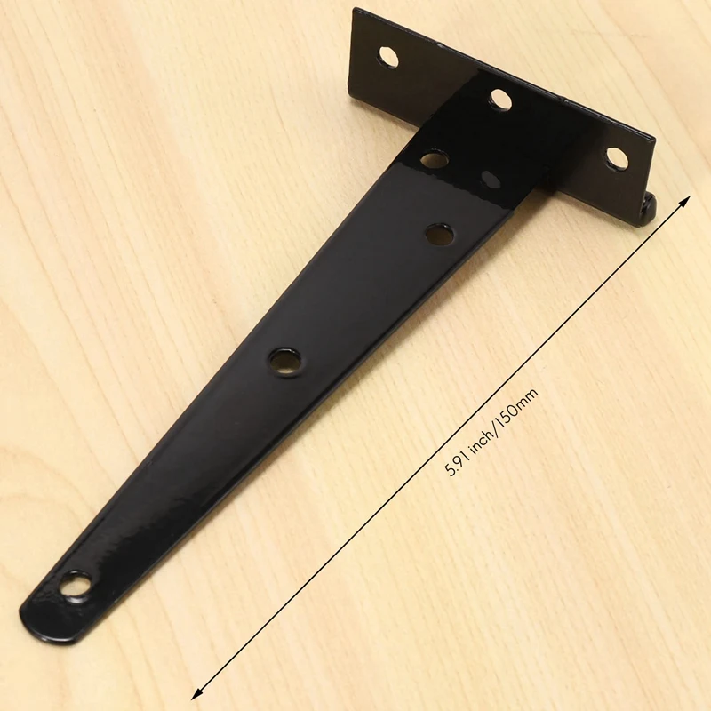 4 PCS 6 Inch Heavy Duty Door Hinges T-Strap Tee Shed Hinge Gate Hinges For Wooden Gates Hinges (Black)