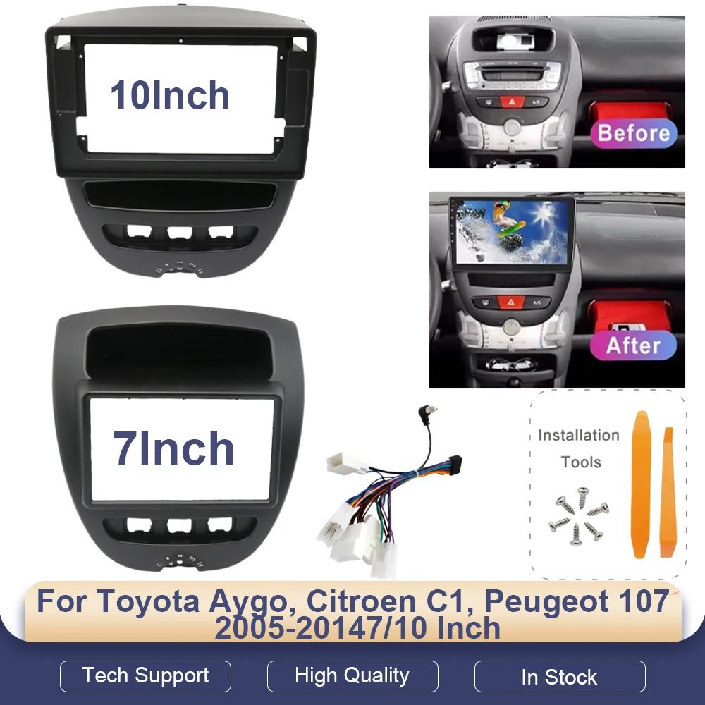 

7/10 Inch Universal Car Radio Frame for Toyota Aygo, Citroen C1, Peugeot 107 2005-2014 Android MP5 Stereo 2Din Head Unit