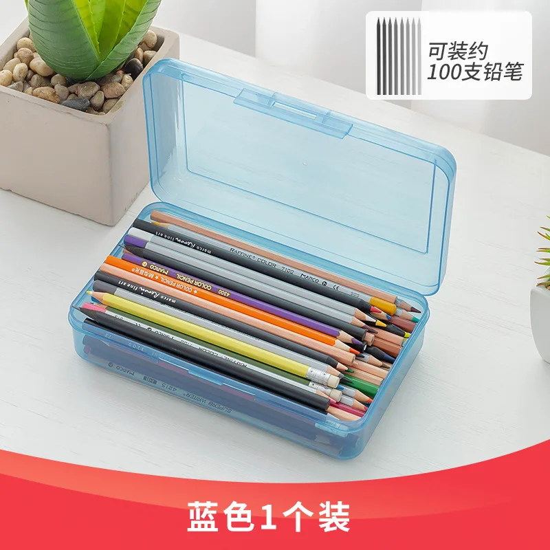 

2 Pcs Plastic Pencil Case for Teen Girls Large Capacity Stationery Box Lid Hard Colored Pen Pouch Art Students Sketch