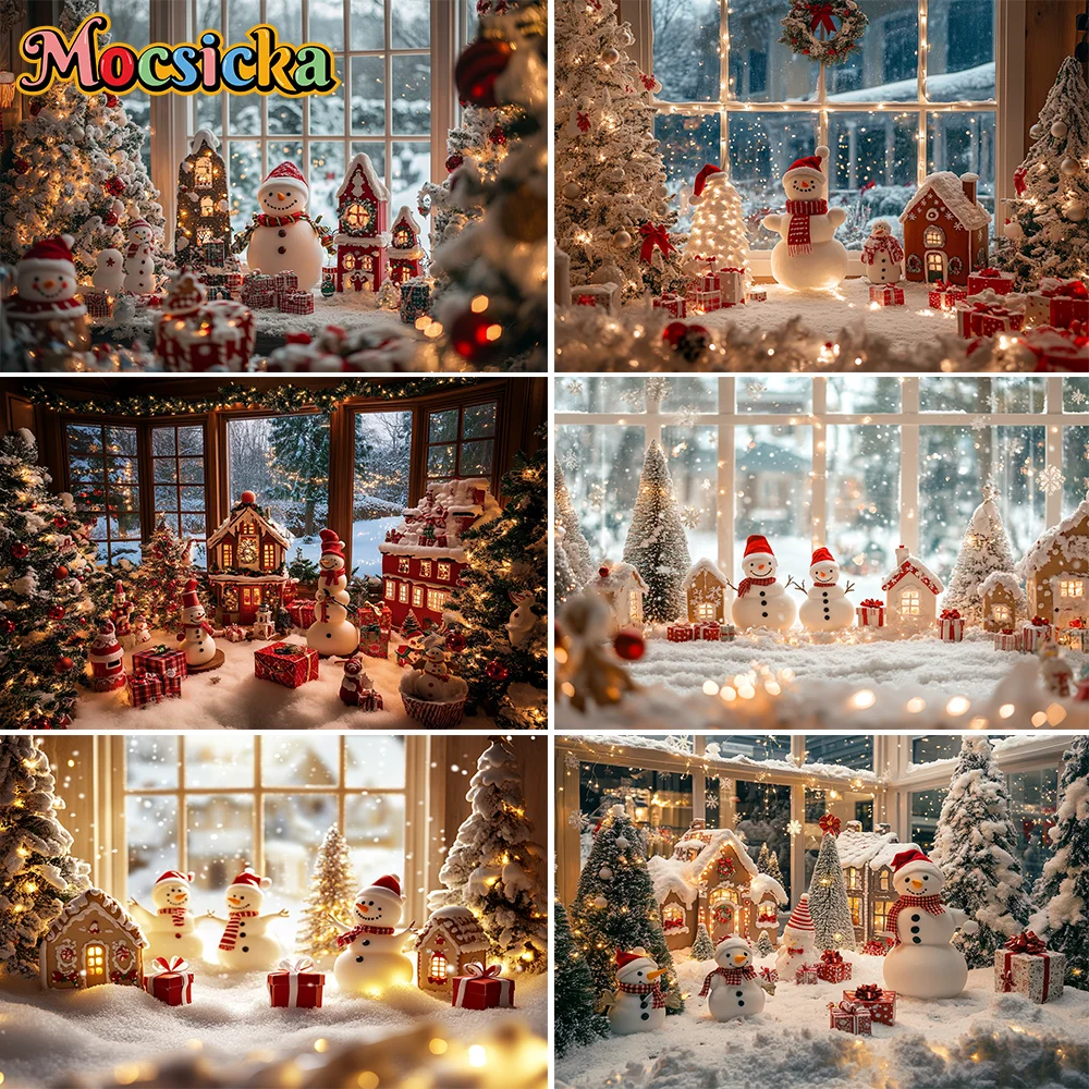 

Christmas background with pine trees, gifts, deer, suitable for replacing cookies, candy theme family Christmas party decoration