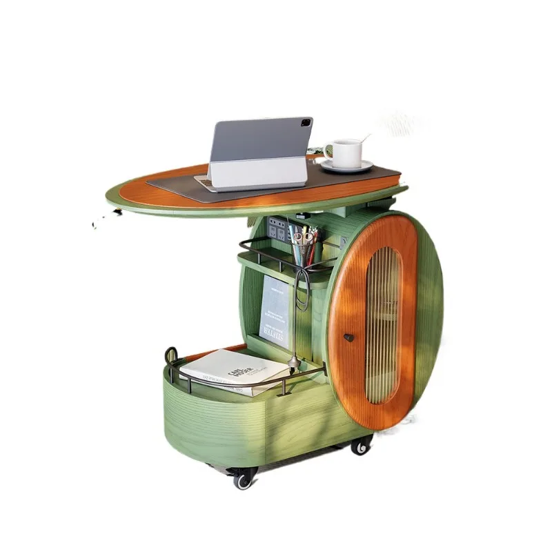 Mobile computer desk, sofa side table, bedroom movable workbench, bedside table, rotating storage, integrated desk