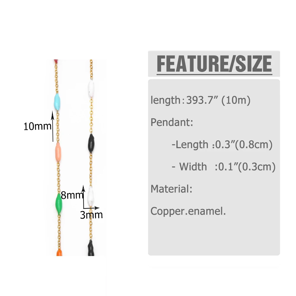 OCESRIO 10M Multicolor Enamel Necklace Bracelet Chain Gold Plated Copper Components for Jewelry Making Wholesale cana098