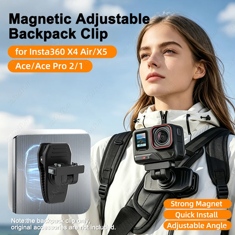 Magnetischer Schnellverschluss 360 °   Drehbarer, verstellbarer Rucksack-Clip-Verschluss für Insta360 X4 Air/X5/Ace/Ace Pro2/1 Kamera-Zubehör