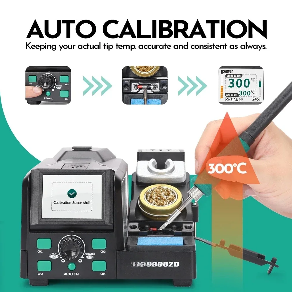 982D 2S Rapid Heating 245 Soldering Iron Station for Precision Welding with Auto Temperture Celibration 4 Preset Channels