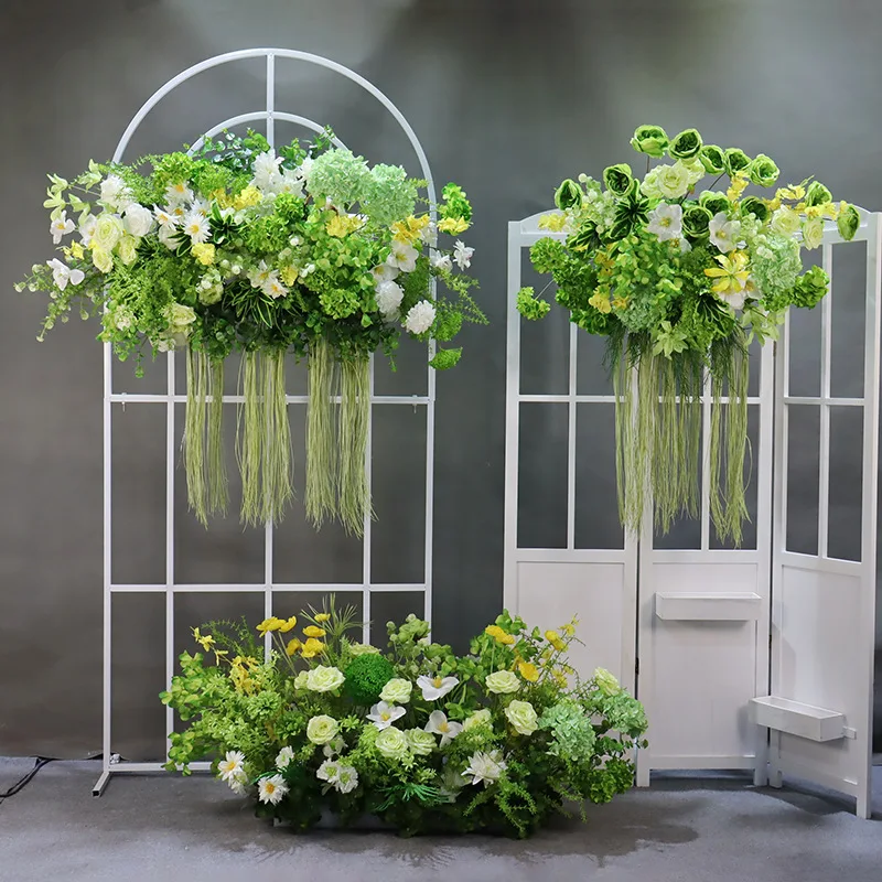 Wedding simulation Korean decorative floral green plant silk flower forest wedding hall background arrangement silk flower lands