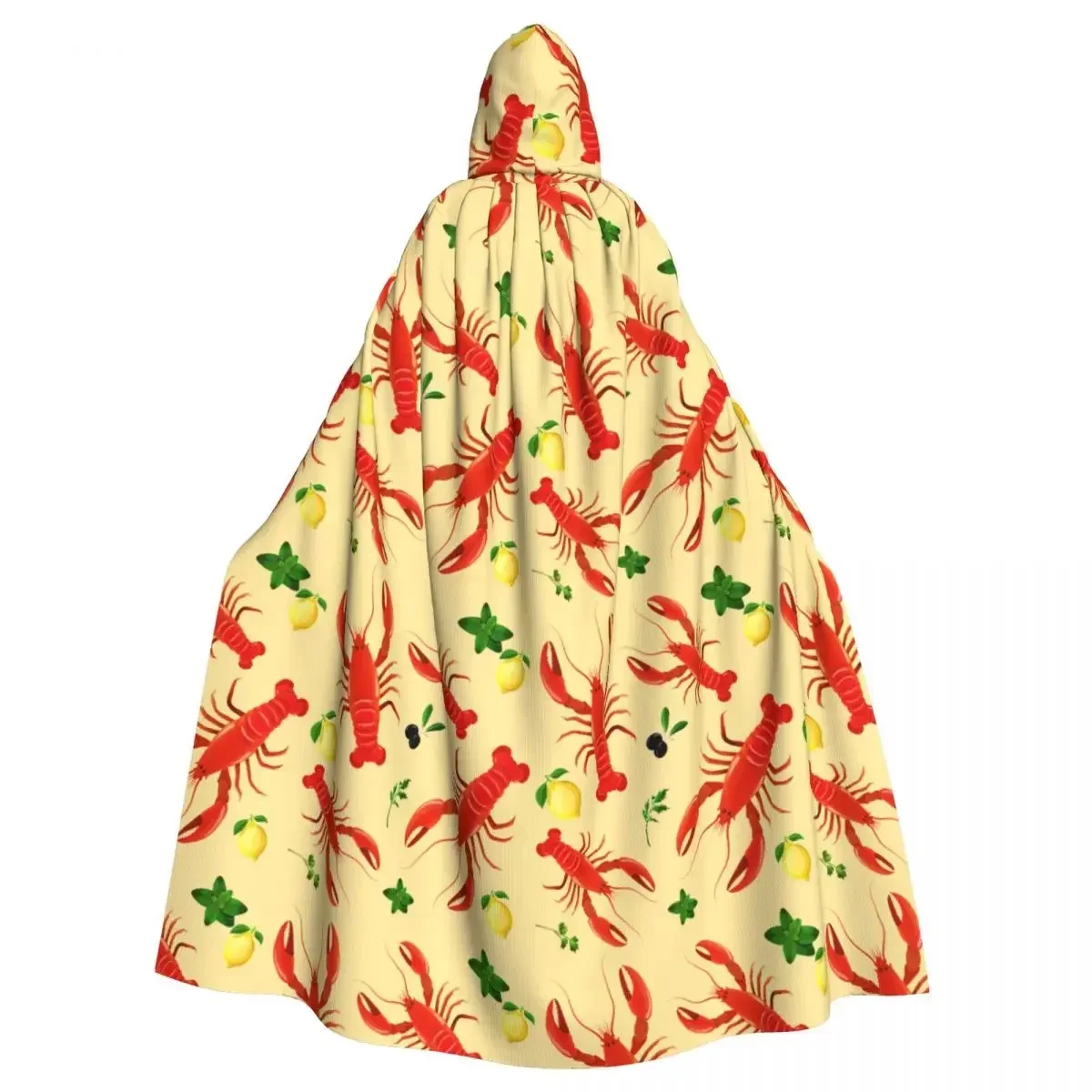 Hooded Unisex with Hood Lobster Sea Food Lemon Pattern Vampire Witch Cape Cosplay Costume