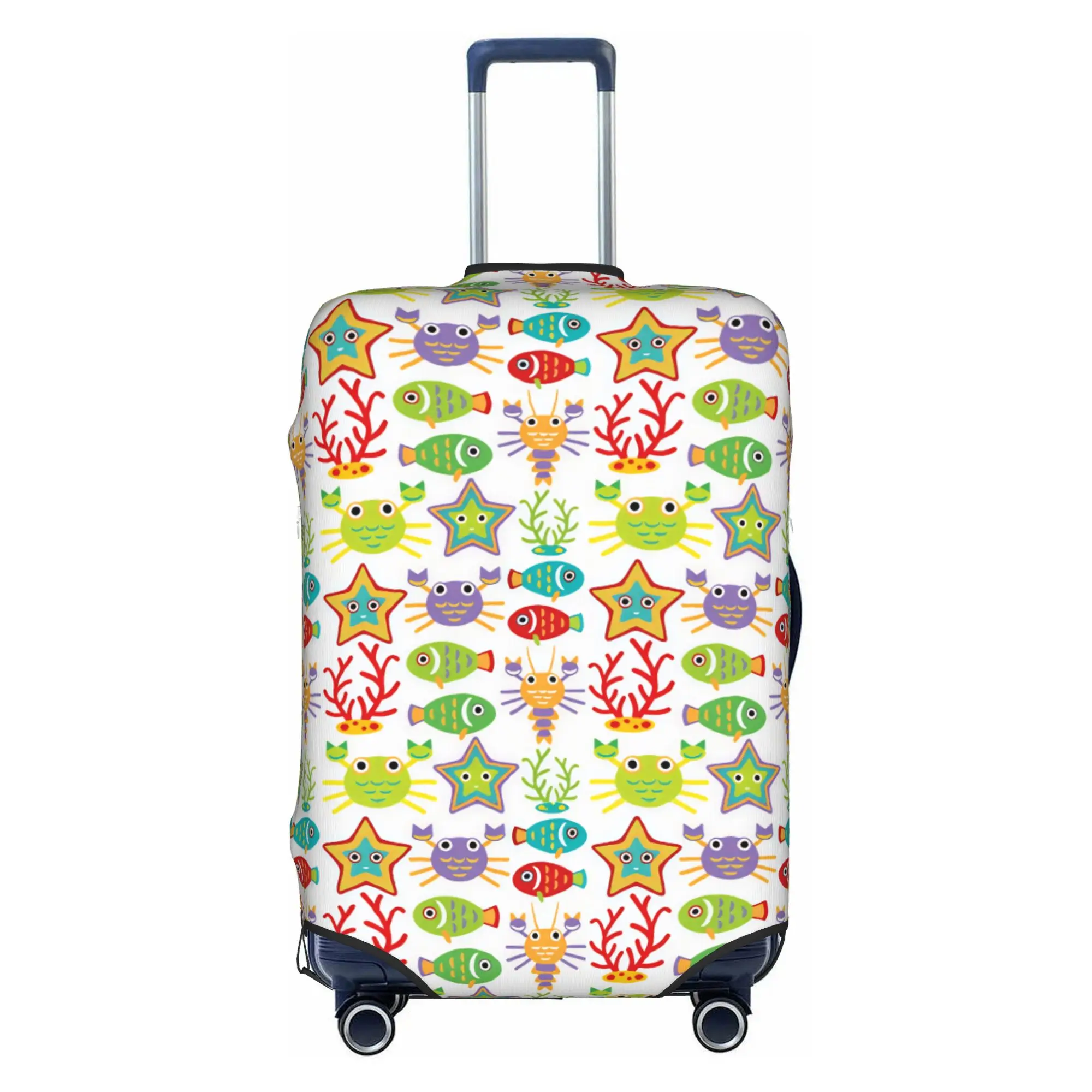 Fashion Marine Life Colorful Fish Crabs Luggage Cover Protector Dust Proof Starfishes Llobsters Coral Travel Suitcase Covers